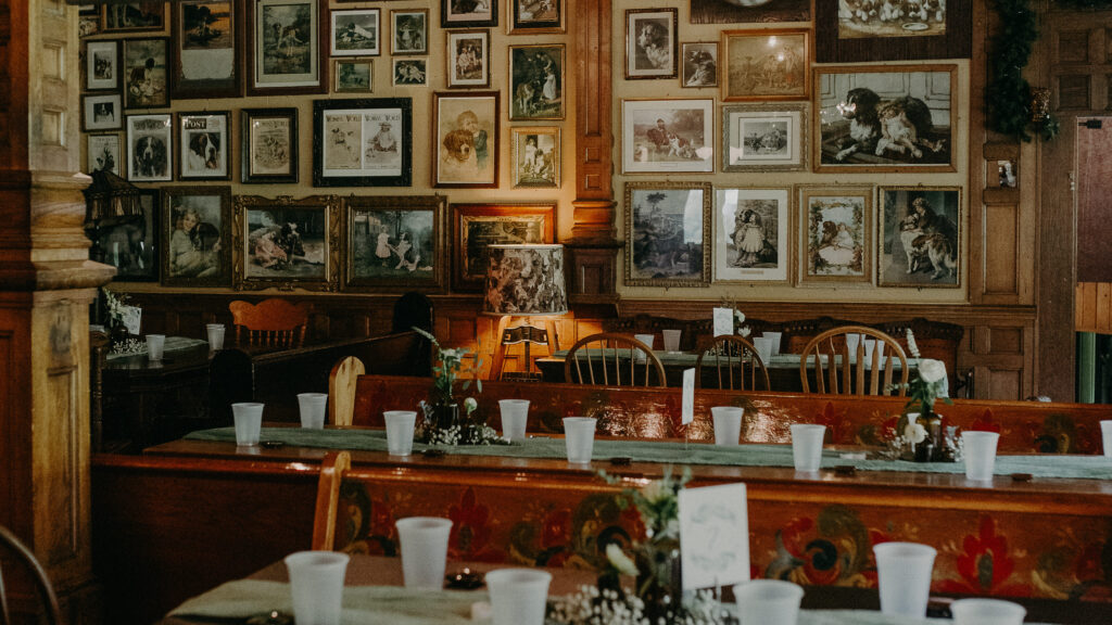 Interior shot of the skii lodge