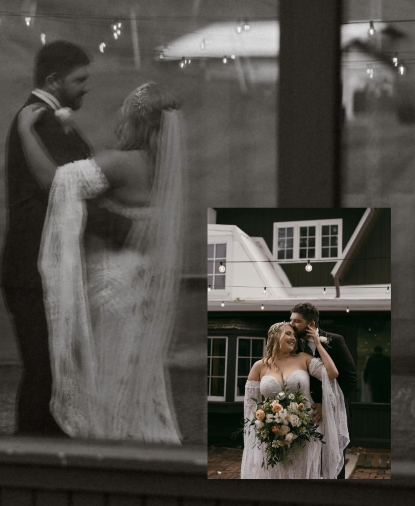 Collage of wedding couple