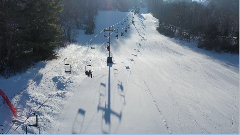 People on ski lift